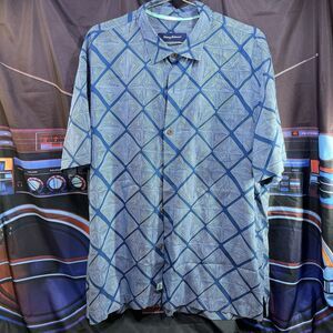 TOMMY BAHAMA 100% Silk Shirt Hawaiian Short Sleeve Wooden Button Size Men's XL